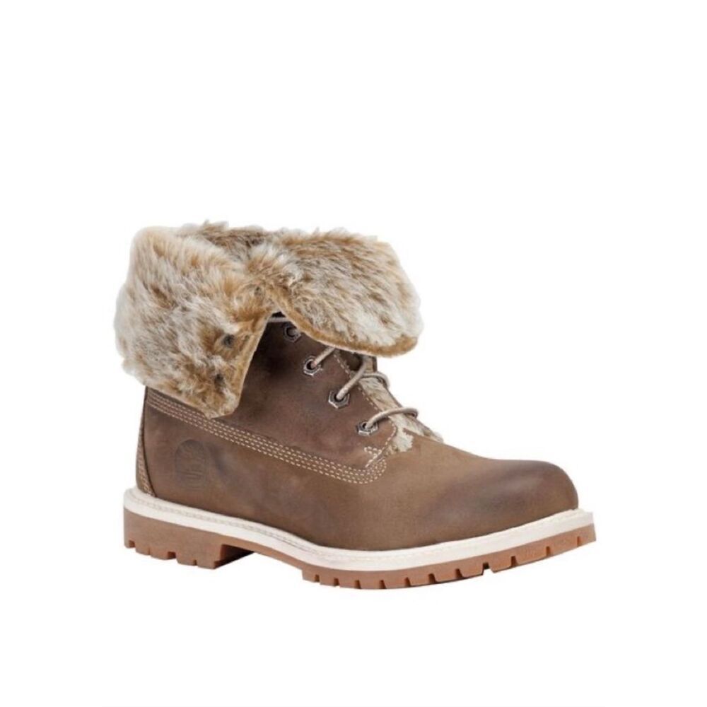 TIMBERLAND Fold over Faux Fur Ankle Boots 8